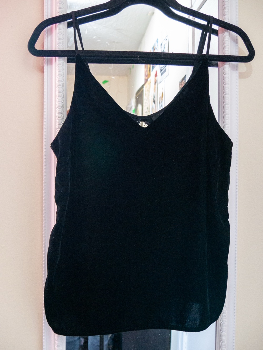 Women’s Black Velvet Spaghetti Strap Tank Top